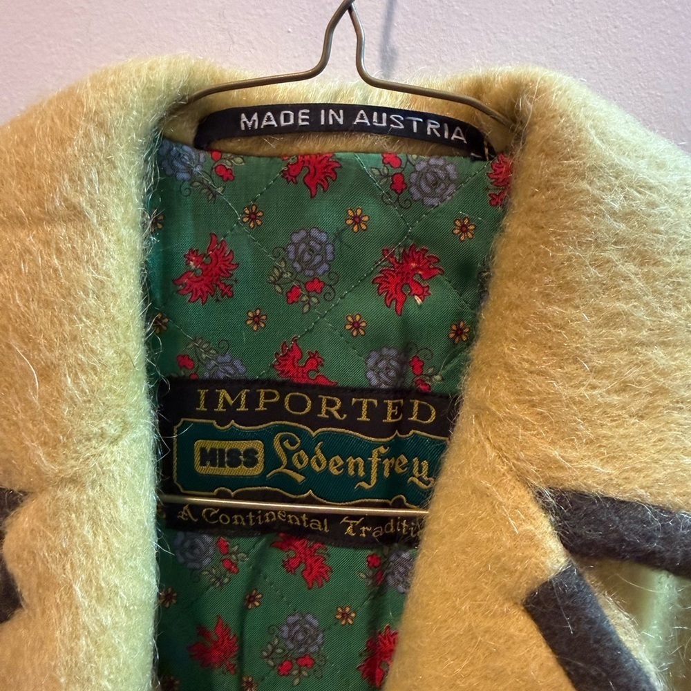 VTG Lodenfrey 60s Austrian Yellow Loden Wool Mohair Coat Petite XXS/Kids 12 - Picture 6 of 13